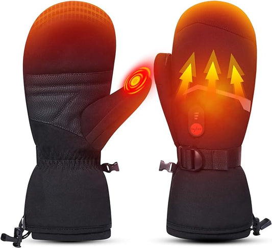 Heated Ski Gloves Mens Women Kids Mittens Electric Rechargeable Battery Gloves for Winter Skiing Skating Snow Camping Hiking Heated Arthritis Hand Warmer Gloves