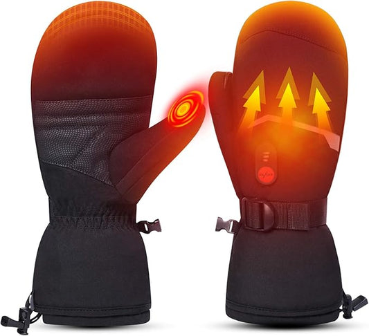 Heated Ski Gloves Mens Women Kids Mittens Electric Rechargeable Battery Gloves for Winter Skiing Skating Snow Camping Hiking Heated Arthritis Hand Warmer Gloves