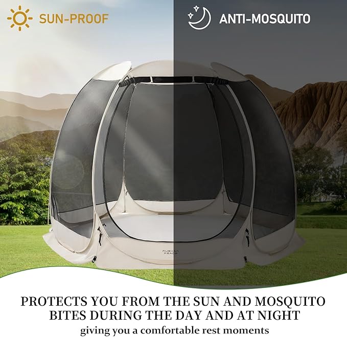 Screen House Room Camping Tent Outdoor Canopy Pop Up Sun Shelter Mesh 9 FT/12FT Instant Camping Gazebo for Patio, Backyard, Deck & Outdoor Activities (12FT)