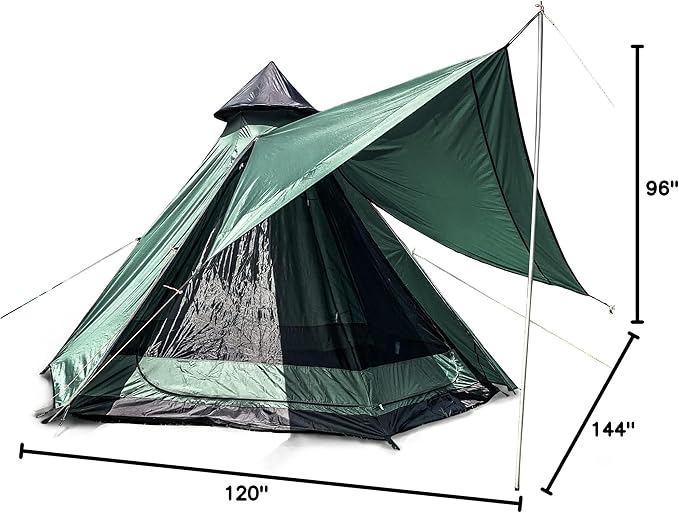 Camping Tent 2-4 Person Screen Tent Double Layer with Floor Waterproof Windproof 4 Season Large Space 12x10x8ft Outdoor Family Event