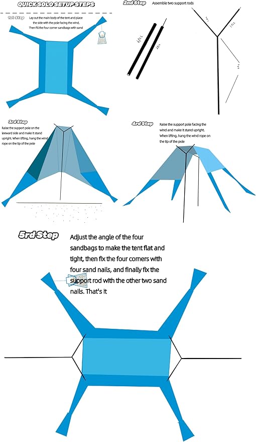 INSTANTENT® 15x9FT Beach Tent for Family, with UPF50+ Protection, Includes Sand Bags, Ground Pegs, Stability Poles, Easy Setup Beach Shade Canopy for Camping, Fishing, Backyard (Turquoise)