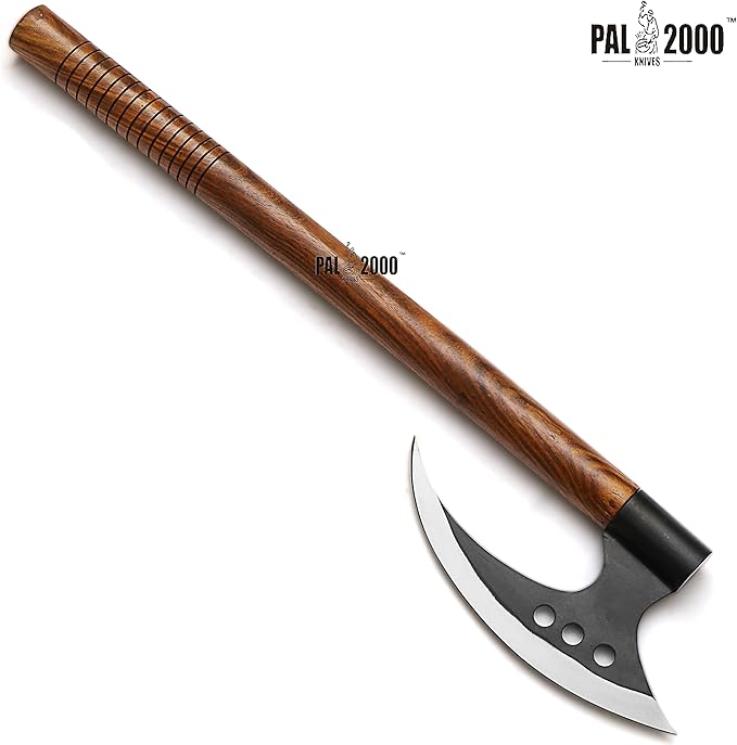 HUN-3027 Custom Handmade Viking Hatchet Axe Carbon Steel Head Bearded Camping Tomahawk Battle Ax with Sheath Ideal Gift for Men