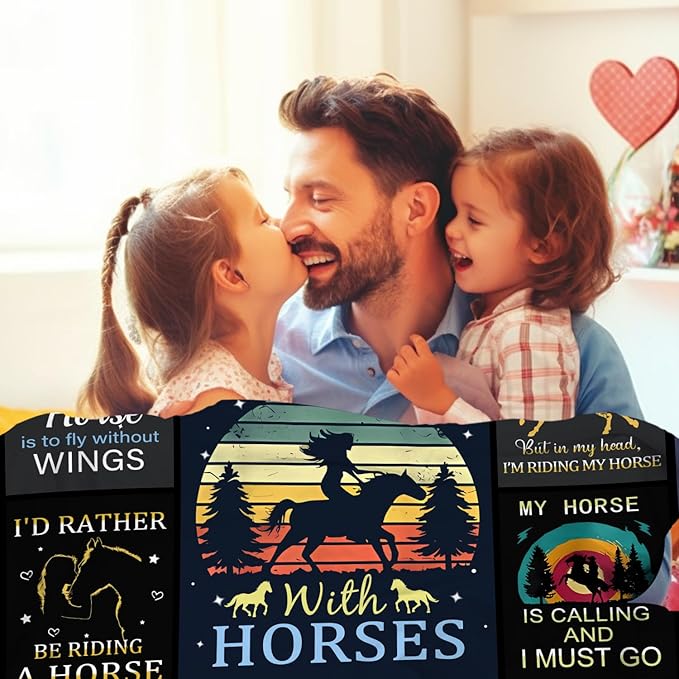 Horse Blanket Gifts for Girls Women,Soft Cozy Horses Blankets and Throws Bed Bedding,Funny Horse Themed Equestrian Gifts for Horse Lovers Kids 50"X40"