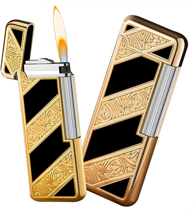 Open Flame Lighters Inflatable Lighters for Camping BBQ Kitchen (Black)