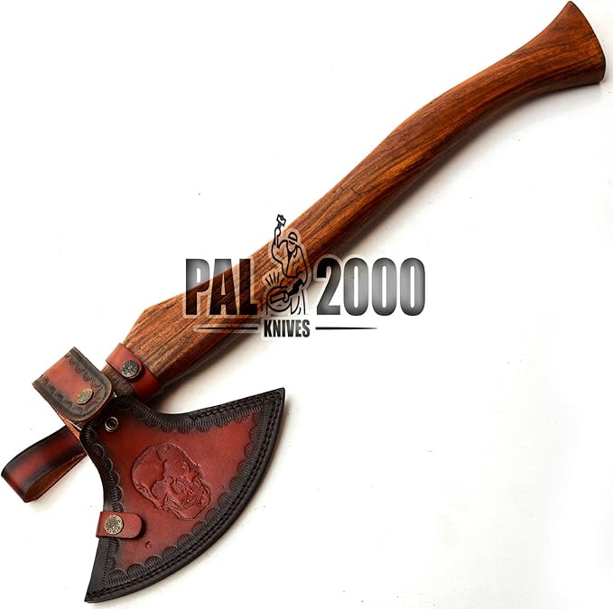 HUN-9808 Custom Handmade Viking Hatchet Damascus Steel Bearded Camping Tomahawk Battle Camping Axe with Sheath