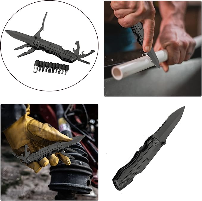 Ascent Handyman's DIY Gift Tool 10 in 1 Multitool Gift Boxed, Handy Knife Pliers Wire Cutter For Camping Fishing Hiking Hunting - Gift Idea for Family, Father, Men, Boyfriend, Women