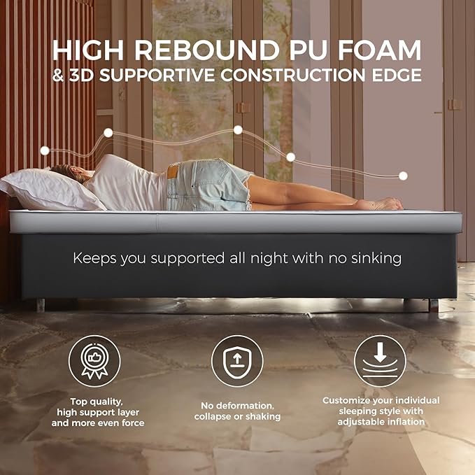 KingCamp Extra 5.9 INCH Thick Double Self Inflating Camping Mattress with 11 R-Value, Sleeping Pad Enlarge Foam Camping Pad, 4 Season Insulated Camping Mat for Tent, Car, Gray