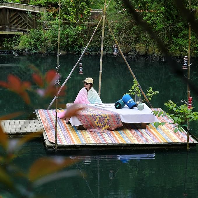 Camping Blanket,Packable Down Alternative Puffy Printed Camping Blanket Lightweight Outdoor Blanket for Camping,Traveling, Stadium, Hiking, Picnics