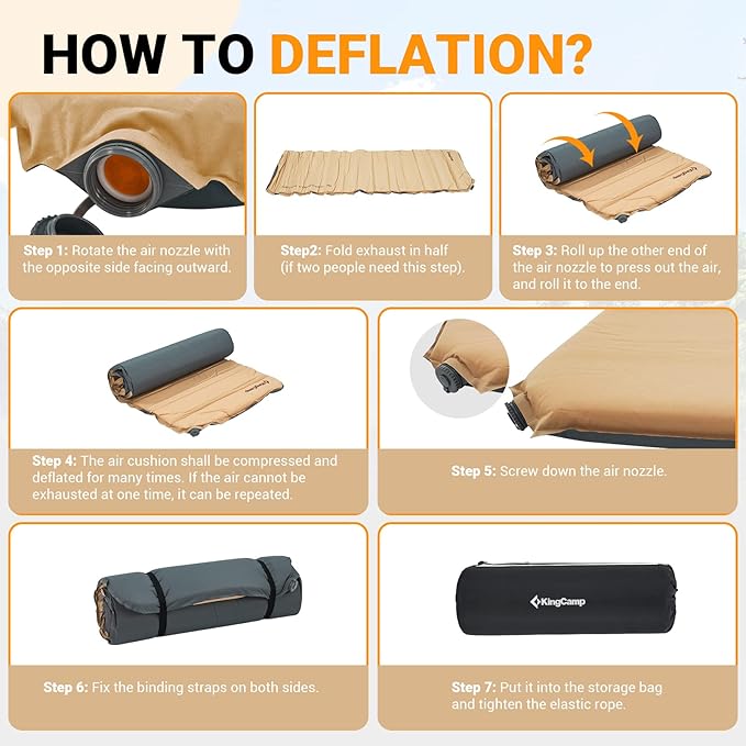 KingCamp Self Inflating Camping Sleeping Pad, 3 INCH Ultra Thick 6.1 R Warm Soft Single Foam Air Mattress for Travel Hiking Tentads for Tent Cot Traveling and Hiking, Multicolor