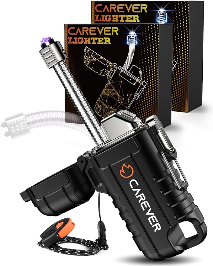 Electric USB Lighters Gifts for Men 2 Pack - 360 Flexible Waterproof Stocking Stuffers Gifts for Christmas White Elephant Adults Him Dad Women Husband Boy - Plasma Arc Camping Hiking Survival Outdoor