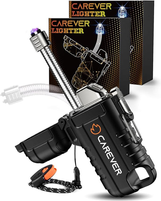 Electric USB Lighters Gifts for Men 2 Pack - 360 Flexible Waterproof Stocking Stuffers Gifts for Christmas White Elephant Adults Him Dad Women Husband Boy - Plasma Arc Camping Hiking Survival Outdoor