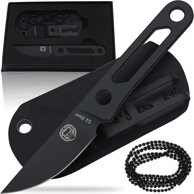 Holtzman's Gorilla Survival 'Scalpel' Fixed Blade Utility Knife with D2 Sheath, Belt Clip (Black)