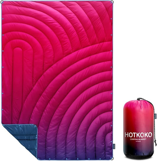 Camping Blanket,Packable Down Alternative Puffy Printed Camping Blanket Lightweight Outdoor Blanket for Camping,Traveling, Stadium, Hiking, Picnics