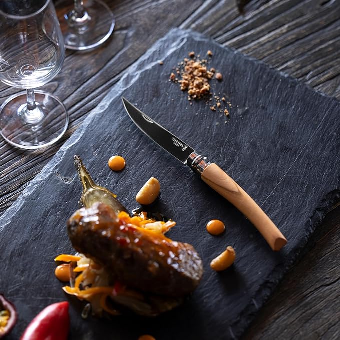 Opinel Effile Slimline Series Folding Fillet Knife – Slim Blade Folding Knife, Virobloc Locking Collar, Sustainably Harvested Wood Handles, Updated Blade Profile (Olivewood/No.08)