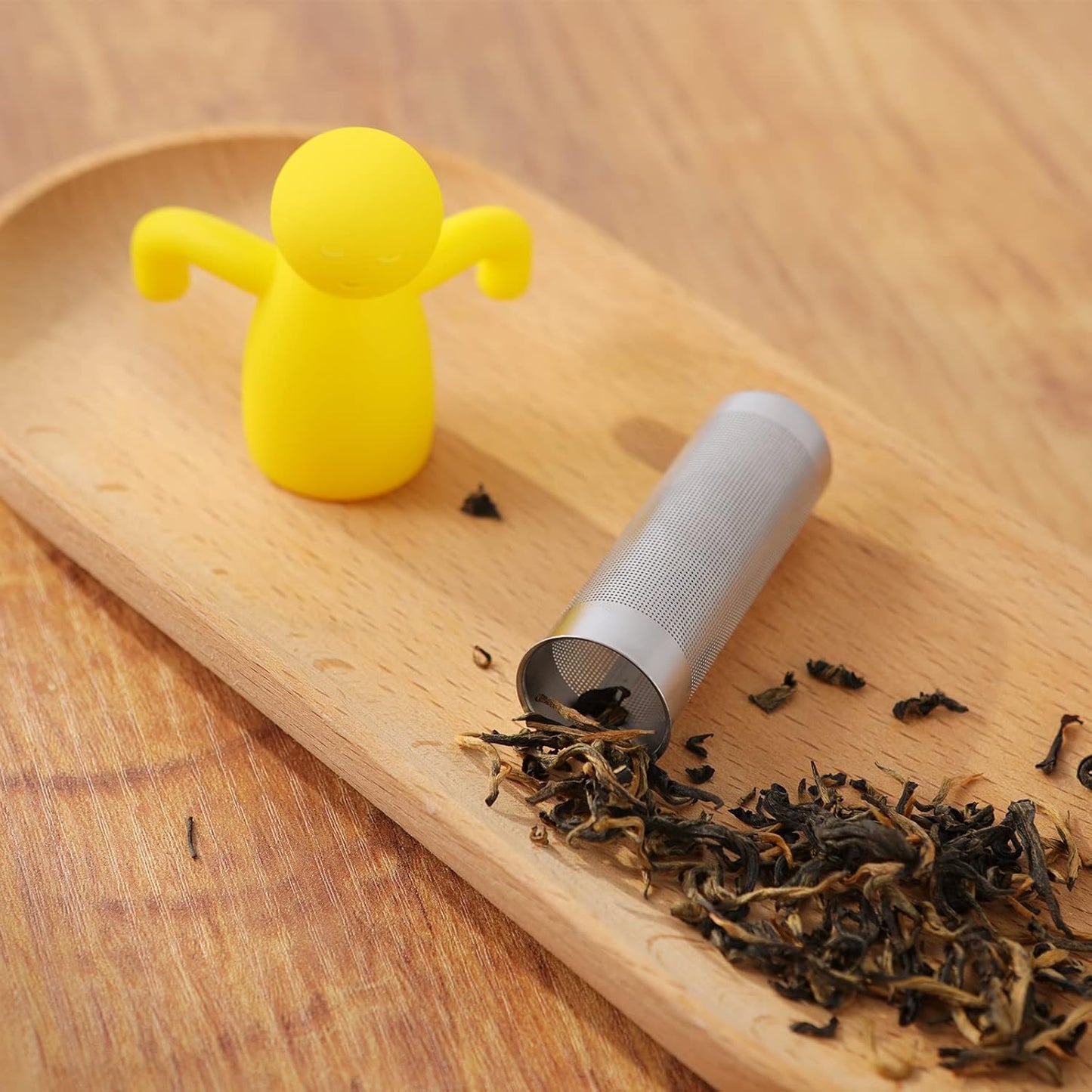 2 Pack Tea Infuser for Loose Tea Extra Fine Mesh Tea Steeper Stainless Steel Tea Strainer with Silicone Handle Cute Tea Ball for Cup Mug, Grey and Yellow