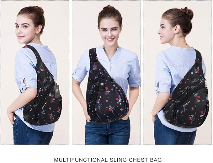 HUA ANGEL Crossbody Sling Bag for Men & Women Lightweight Waterproof Chest Shoulder Bag for Travel Hiking & Everyday Use