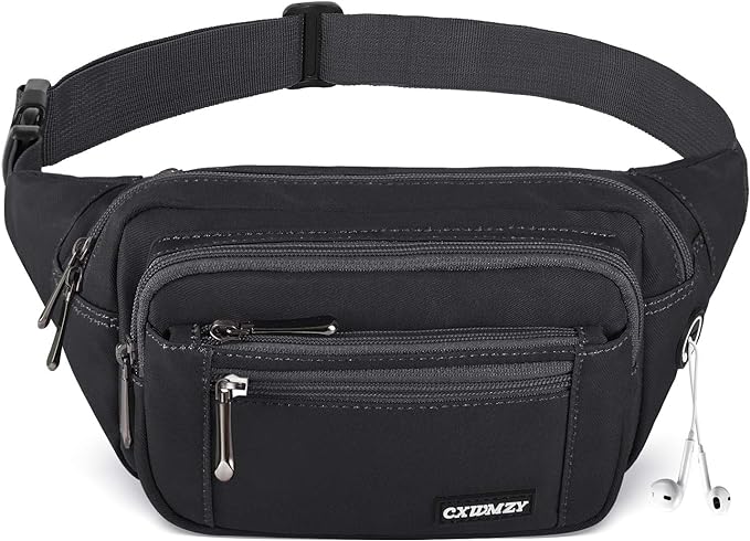 CXWMZY Fanny Packs For Women & Men Waist Pack Hip Bum Bag with Multi-Pockets Large Capacity Waterproof Casual Bum Bag for Disney Traveling Casual Cycling Running Hiking (Camo Black)