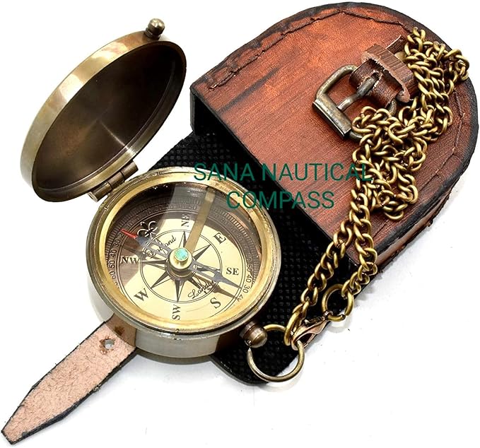 So You Can Always Find Your Way Back Home Compass Brass Pocket Compass, Nautical Compass with Leather Case, Pocket Compass for Hiking, Survival Instrument, Baptism, Christian, Graduation Gifts