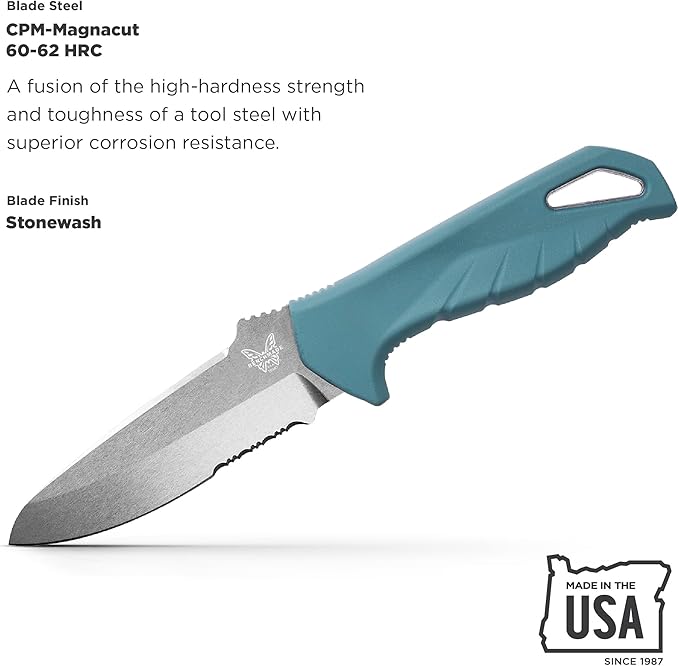 Benchmade - Undercurrent 18040S Outdoor Knife with Depth Blue Santoprene Handle (18040S)