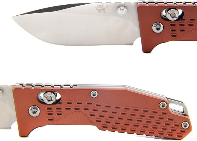 Sanrenmu 7063 Knife Axis Lock 8Cr13MoV Blade Bronze Aluminum Handle Bottle Opener