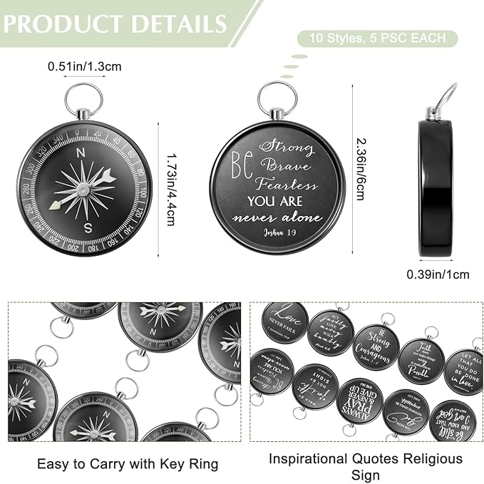 Fumete Christian Gift Compasses Hiking Scripture Religious Bible Vintage Church Sunday School Gift for Student Teacher