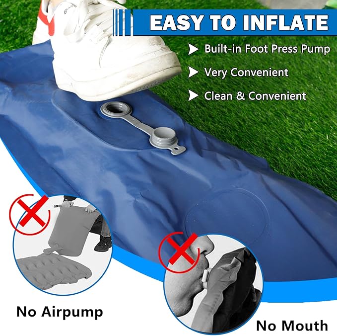 Self Inflating Camping Sleeping Pad, Built-in Foot Pump & Pillow Inflatable Camping Mat Single Air Mattress for Hiking, Camping Mattress Sleeping Pad for Camping Hiking Tent Travel