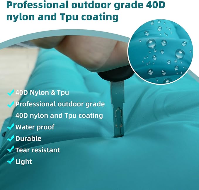 Sleeping Pad for Camping, Ultralight Inflatable Sleeping Mat with Built-in Foot Pump, Upgraded 50D Nylon Durable Camping Air Mattress, Suitable for Camping, Fishing, self Driving Tours