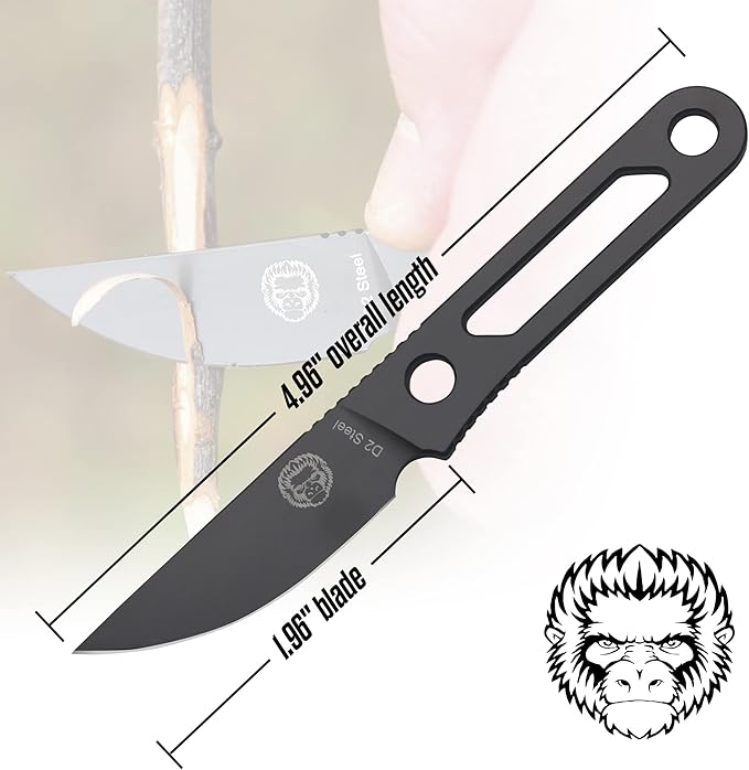 Holtzman's Gorilla Survival 'Scalpel' Fixed Blade Utility Knife with D2 Sheath, Belt Clip (Grey)