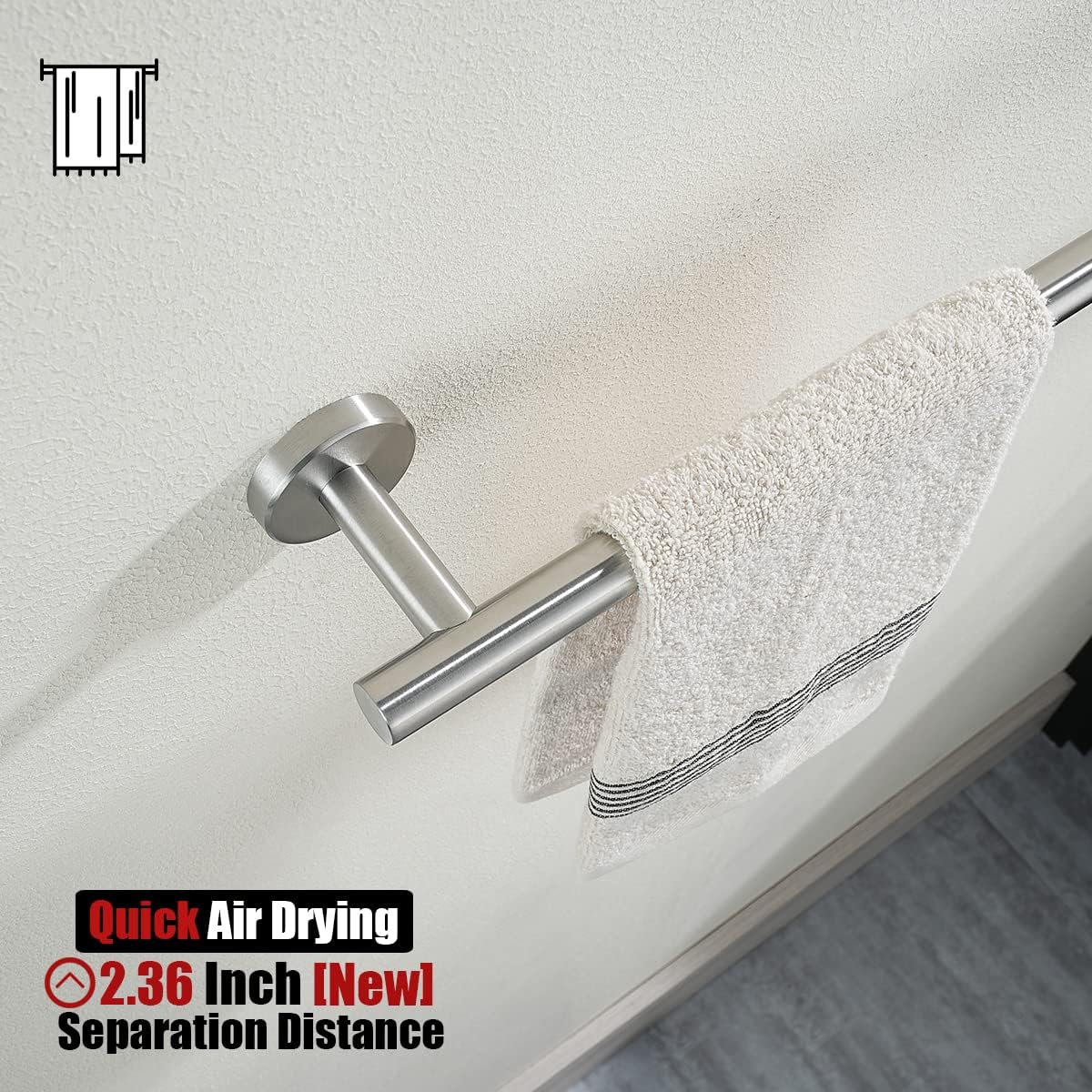 JQK Bath Towel Bar, 30 Inch 304 Stainless Steel Thicken 0.8mm Single Towel Rack for Bathroom, Towel Holder Brushed Finished Wall Mount, Useable Length 27 Inch, TB110L27-BN