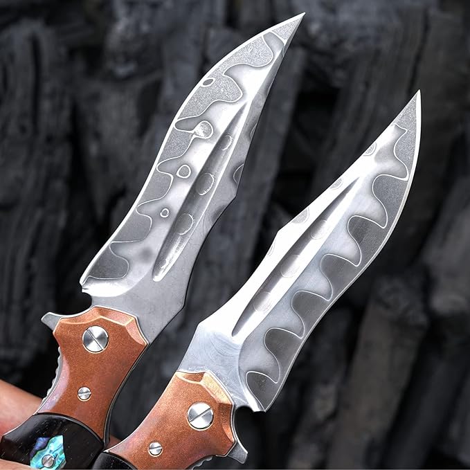 Japanese SKD11 steel core folding knife, ebony lined lock handle, EDC pocket knife suitable for outdoor hiking, camping, and fishing, forged steel knife