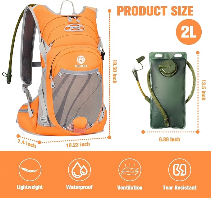 Hiking Backpack Men Women,Hydration Backpack Pack with 2L Water Bladder,Lightweight Water Backpack for Hiking,Running,Cycling,Camping