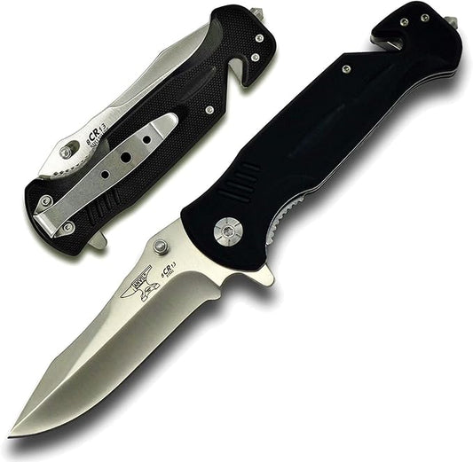 BULLSHARK 8CR13 - Folding Pocket Knife - Straight Blade Silver - Assisted Open