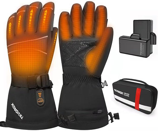 Heated Gloves for Men Rechargeable, 7.4V Heated Gloves Women, 5000mAh Battery Waterproof Touchscreen Electric Heated Gloves for Motorcycle Skiing Hunting Camping