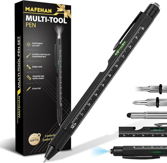 Gifts for Men, Stocking Stuffers for Adults Men, 9 in 1 Multi-Tool Pen, Mens Gifts for Dad, Father‘s Day Gifts from Daughter Son Wife, White Elephant Gifts for Adults, Birthday Christmas Gifts for Men