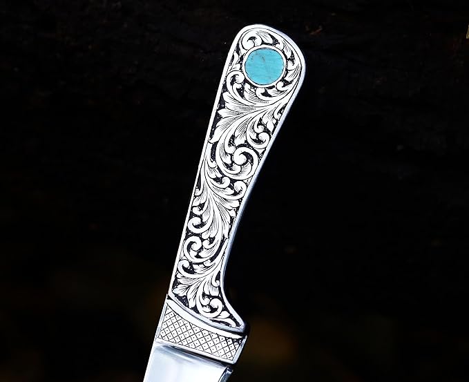 KNI-3142 Custom Handmade D2 Steel Knife with Leather Sheath 3D Engraved