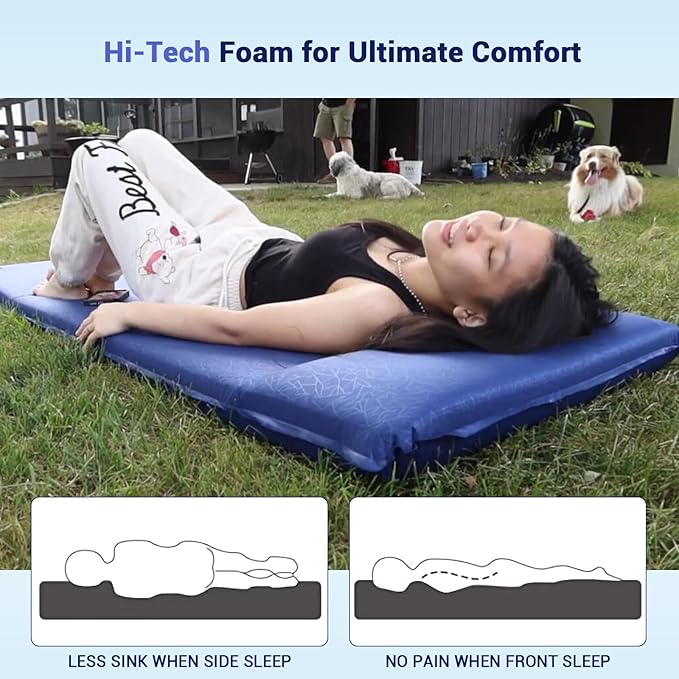 Elegear Self Inflating Sleeping Pad, 3.1'' Ultra-Thick Memory Foam Camping Pad with Pillow, 20s Fast Inflating Camping Mattress Pad, 4-Season Insulated Camp Sleeping Mat for Camping/Travel/Tent/Car