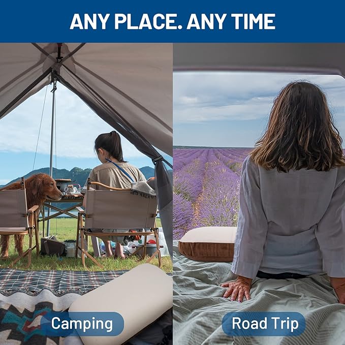 Beyondhome Portable Pillow for Camping, Travel, Backpacking, Airplanes, Road Trips, and Indoors, Compressible Polyurethane Sleeping Pillow