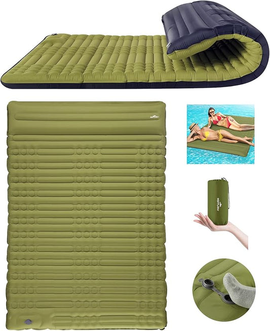 Megior Camping Sleeping Pad, Extra Thickness 4 Inch Inflatable Sleeping Mat Lightweight Waterproof Camping with Built-in Pump Air Mattress for Backpacking, Hiking, Tent, Traveling