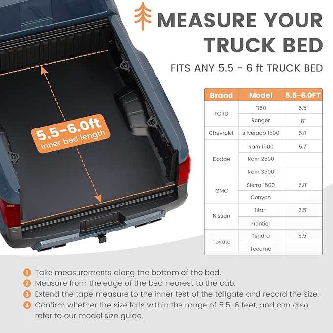 HEYTRIP Truck Bed Tent 5.0ft-6.8ft Waterproof Pickup Truck Tent Double Layer 2 Person Truck Tent Camper for Camping Fishing