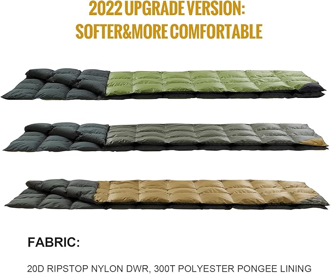 OneTigris Down Camping Blanket -Warm, Lightweight, Packable, Puffy Outdoor Travel Blanket for Cold Weather Backpacking Hiking Stadium Gardening Beach Picnic Quilt