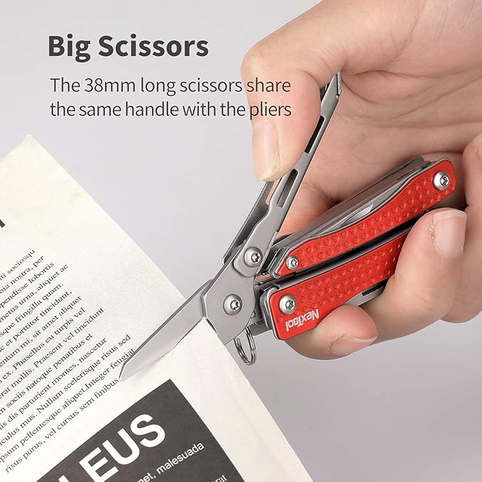 Nextool EDC Keychain Multitool, 10 in 1 Mini Pocket Knife Multi Tool with Needlenose Pliers, Scissors, Mini Useful Cool Gadgets for Men, Father's Day Gifts from Daughter-Red