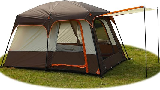 KTT Large Tent 6-8 Person,Family Cabin Tents,Straight Wall,3 Doors and 3 Windows with Mesh,Waterproof,Big Tent for Outdoor,Picnic,Camping,Family,Friends Gathering.……