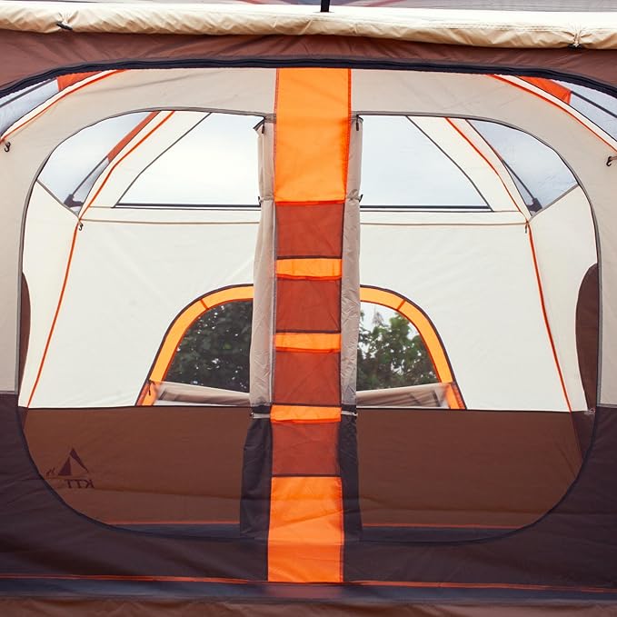 KTT Extra Large Tent 10-12-14 Person(Style-B),Family Cabin Tents,2 Rooms,3 Doors and 3 Windows with Mesh,Straight Wall,Waterproof,Double Layer,Big Tent for Outdoor,Picnic,Camping,Family Gathering