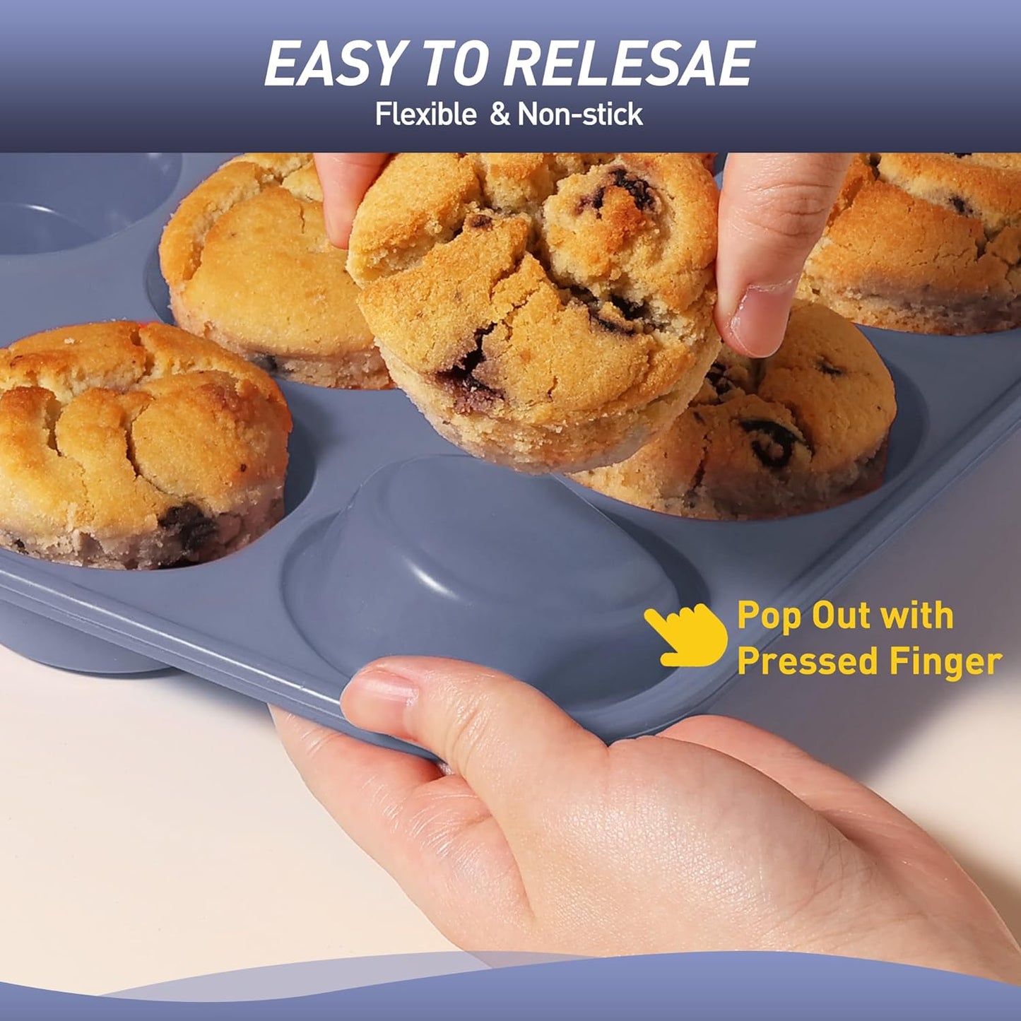 2 Pack 12 Cups Silicone Muffin Pan with Metal Reinforced Frame Regular Size Silicone Molds Cupcake Cake Baking Pans Baking Cupcake Mold Best Baking Pans Tart Pan Sheet Set Reusable Cupcake Liners