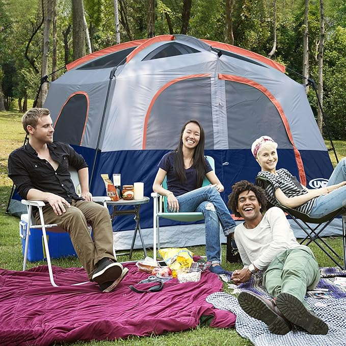UNP Tents 6 Person Waterproof Windproof Easy Setup,Double Layer Family Camping Tent with 1 Mesh Door & 5 Large Mesh Windows -10'X9'X78in(H)