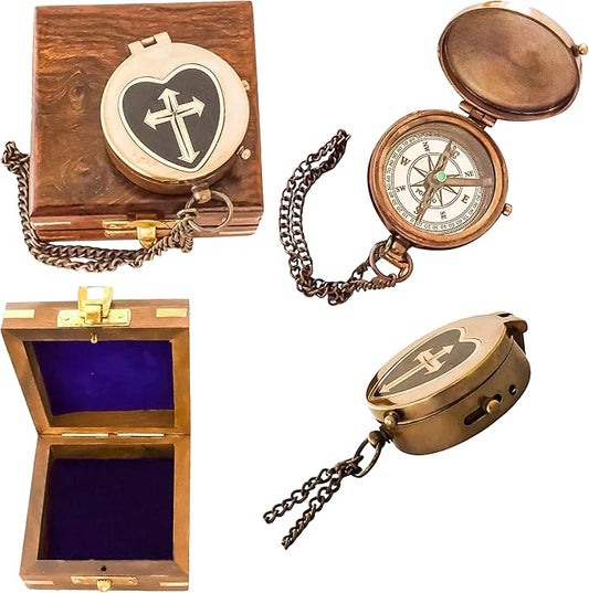 Christian God Compass Gifts Scripture Religious Bible Church Gift for Christening Baptism Communion Confirmation Jesus Prayer Ideal Gift for Student Teacher Men Women