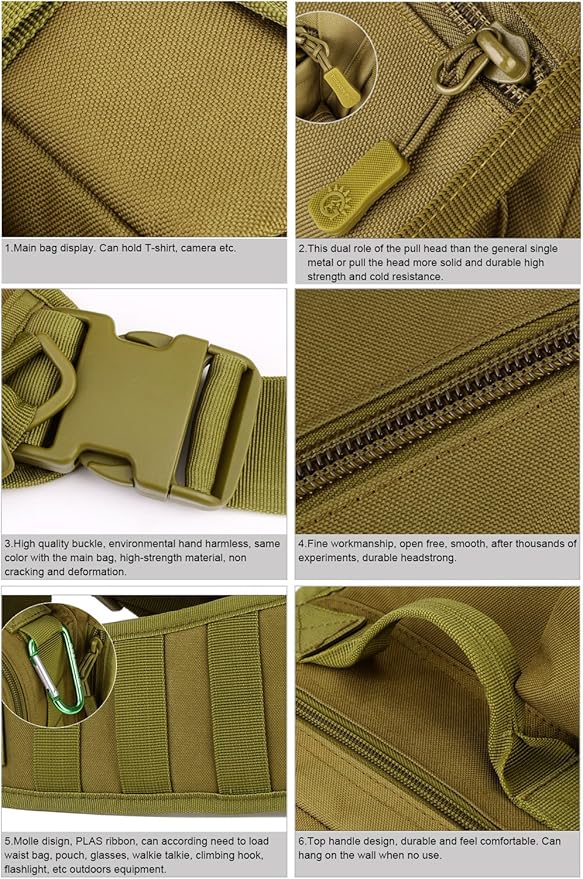 HUNTVP Tactical Military Sling Pack Chest Daypack Molle Backpack Shoulder Bag