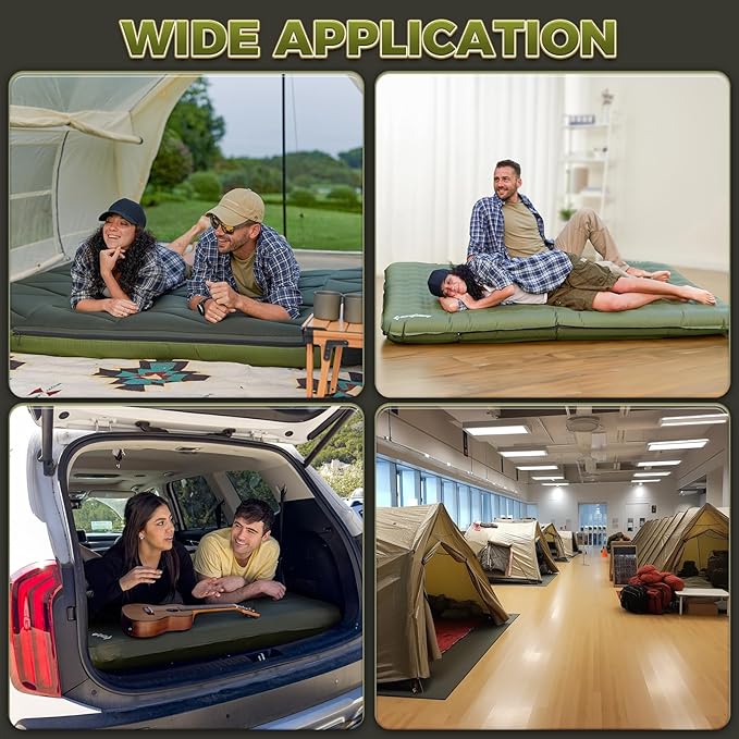 KingCamp Self Inflating Sleeping Pad for Camping Ultra Thick Double Single Foam Mattress High R Value Camping Air Pad Mat, Multi Colors & Sizes