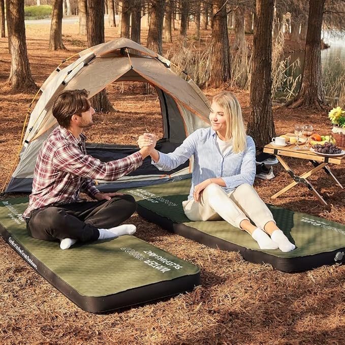 CYMULA Camping Mattress 4 Ultra-Thick Self Inflating Sleeping Pad with Pump Sack with Memory Foam Sleeping Mat for Camping 4-Season,Travel,Car,Tent,Home (79"x28"x4" Single)