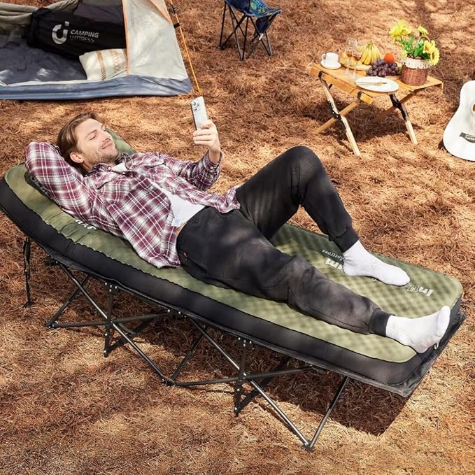 Cymula Camping Mattress 4 Ultra-Thick Self Inflating Sleeping Pad with Pump Sack with Memory Foam Sleeping Mat for Camping Cot 4-Season,Travel,Car,Tent,Home(75"x30"x4" cot)